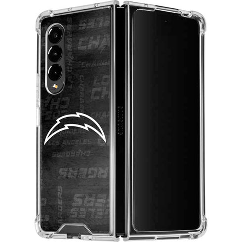 NFL Los Angeles Chargers Black & White Galaxy Z Fold4 5G Clear Case